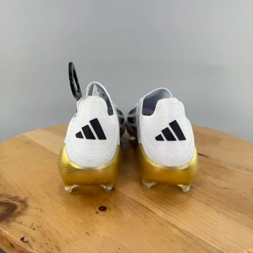 adidas F50 Elite Laceless FG Mens Size 11.5‎ Soccer Cleats White Gold Metallic